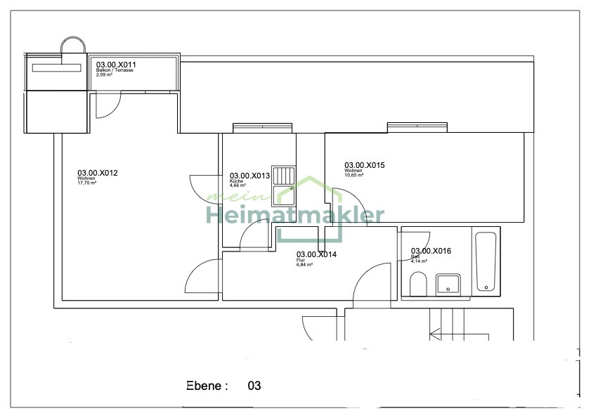 Grundriss 3. OG Dachgeschosswohnung Aschersleben