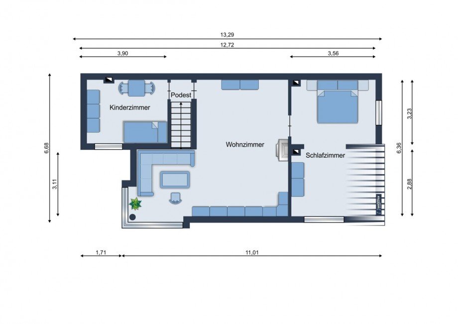 Obergeschoss Doppelhaush�lfte Bernburg