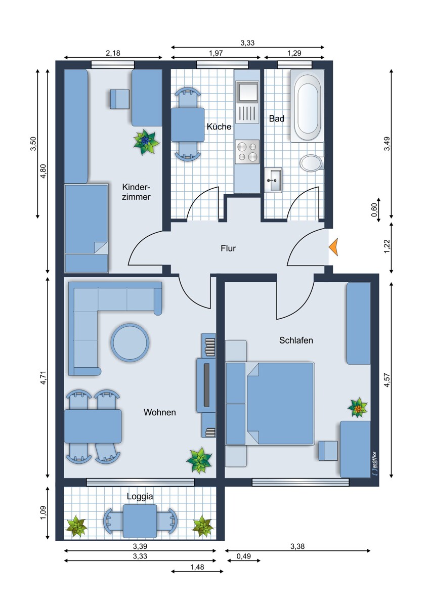 Wohnungsgrundriss Etagenwohnung K�then