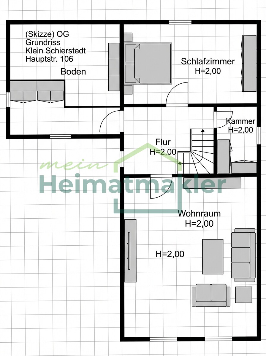 Grundriss Obergeschoss Einfamilienhaus Aschersleben / Klein Schierstedt