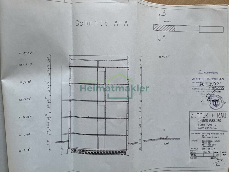 Schnitt Etagenwohnung K�then