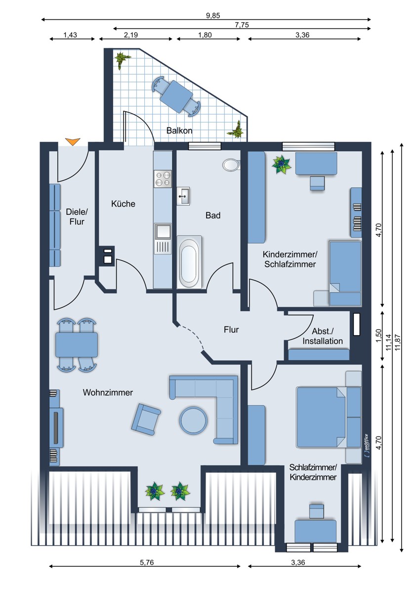 Wohnungsgrundriss Etagenwohnung Calbe
