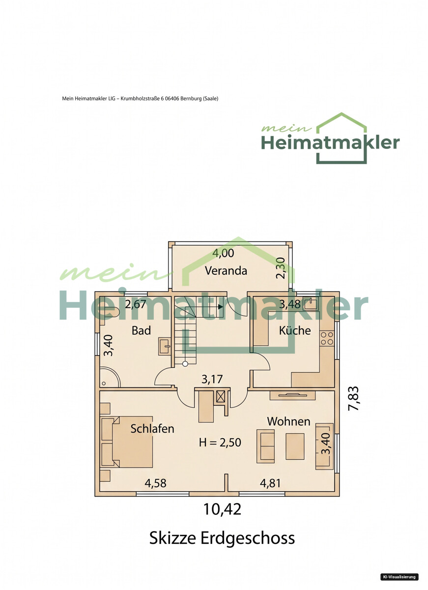 Grundrissskizze EG Einfamilienhaus Aschersleben