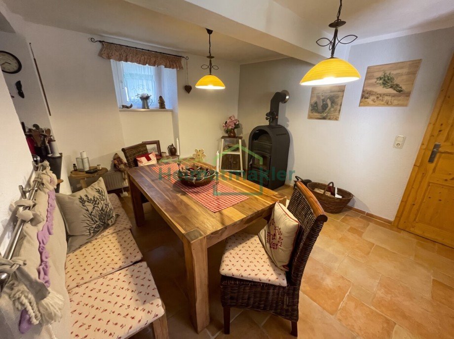 Esszimmer mit Kamin Einfamilienhaus Arnstein OT Stangerode