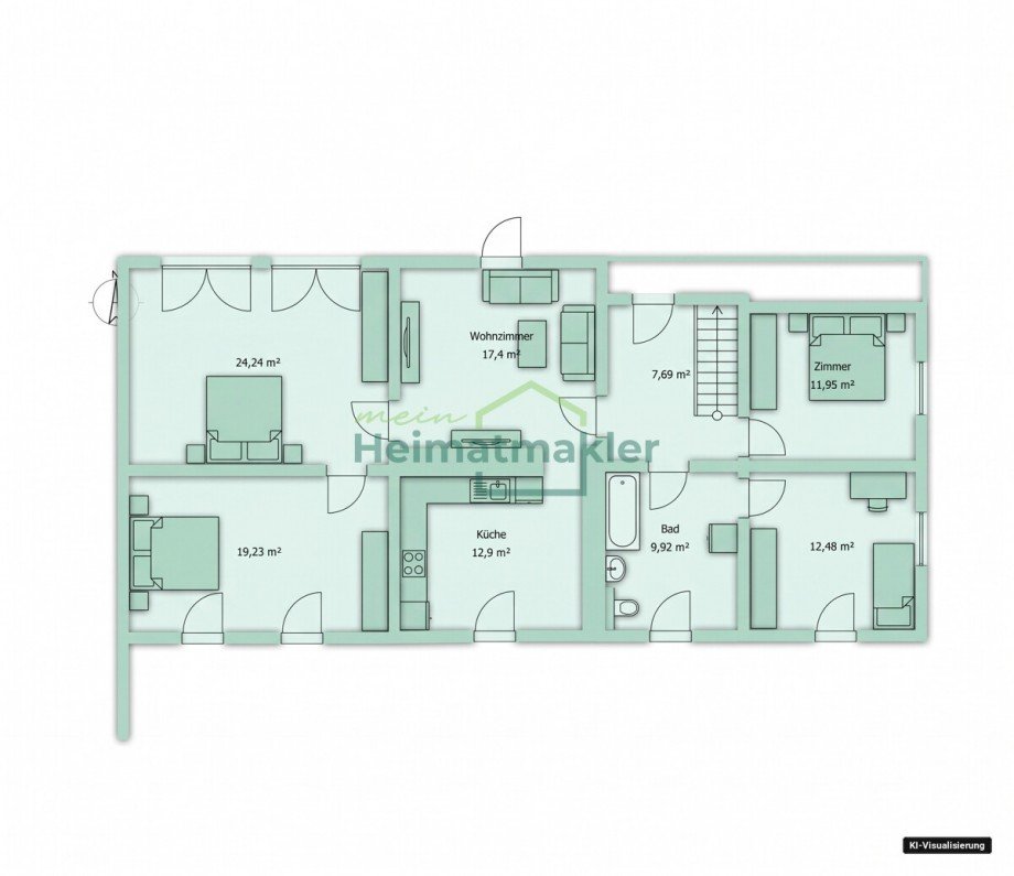 Grundriss- Obergeschoss Reihenhaus Hecklingen